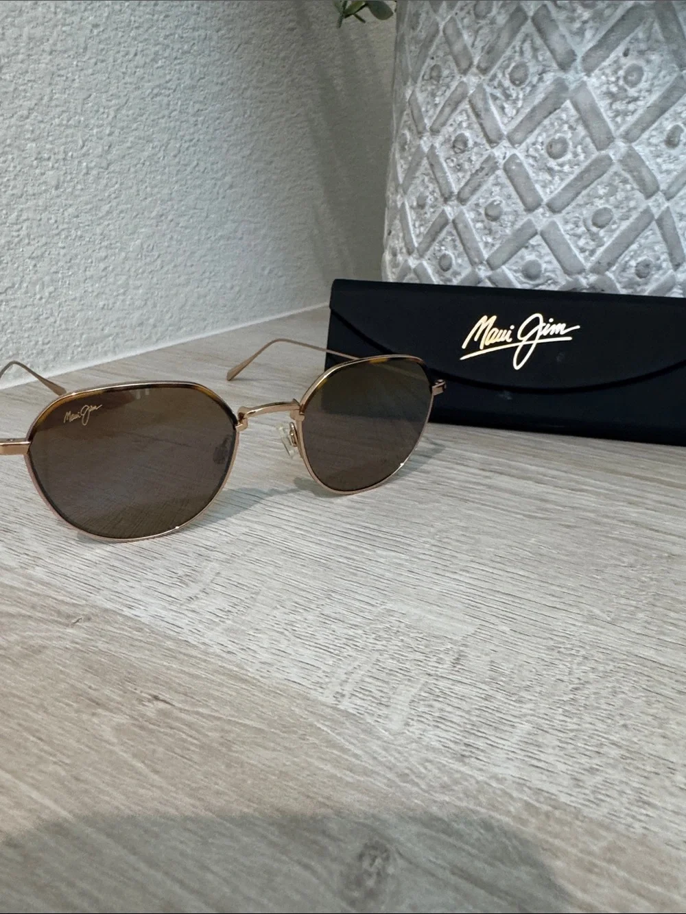 Maui Jim Gold Frame Brown Lens Women's Sunglasses with Black Case